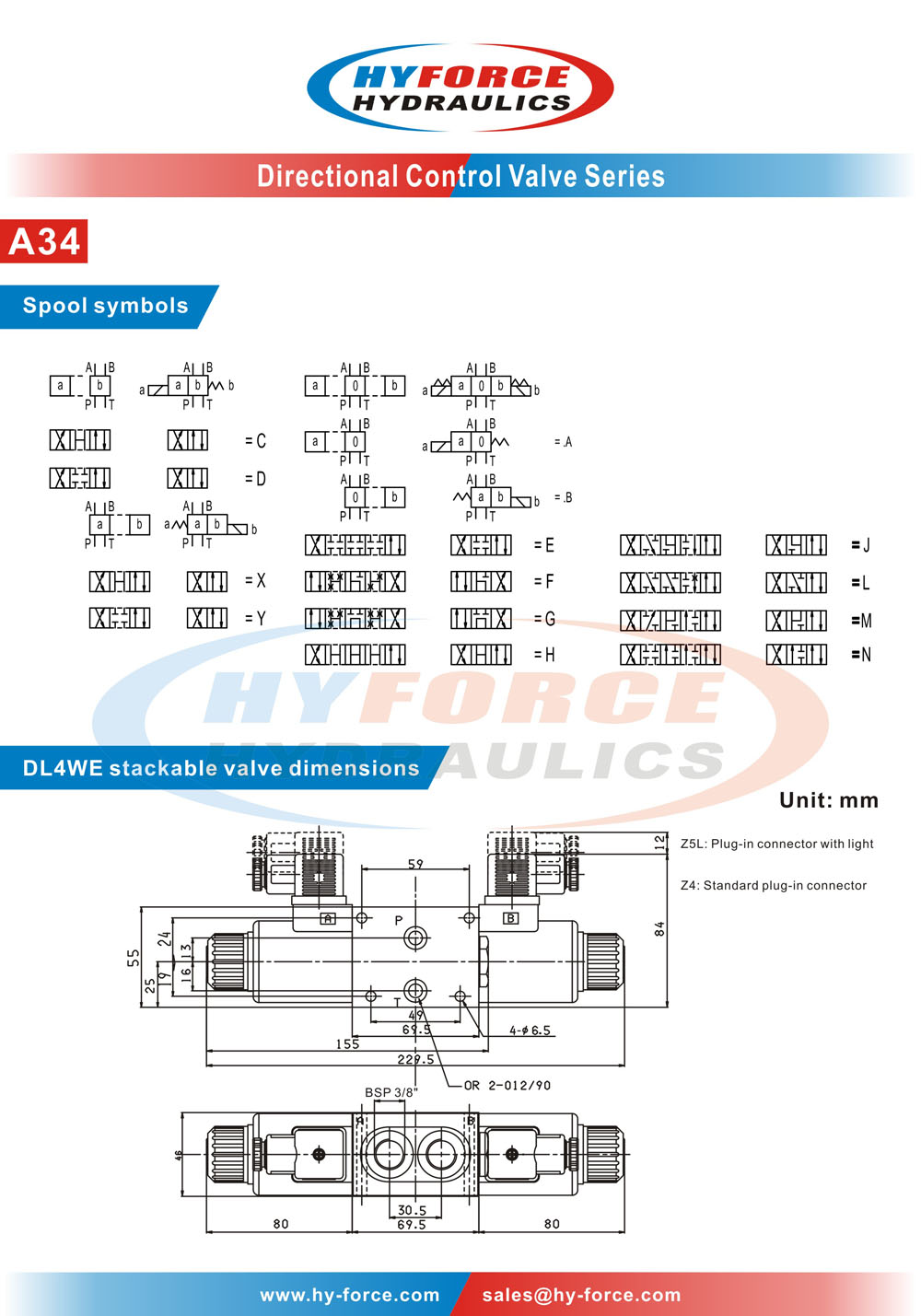 Dl4we Series Solenoid Operated Directional Control Stackable Valves Buy Hyforce Hydraulics